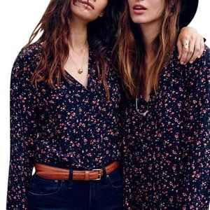 Madewell Sezane silk floral blouse
